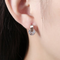 Platinum Plated Earrings Stud AAA Zirconia Blue Push Back Clasp L590