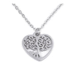 Stainless Steel Pendant Necklace Lobster Heart Tree Silver 15.7" 1.5mm  Z631