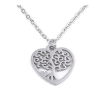 Stainless Steel Pendant Necklace Lobster Heart Tree Silver 15.7" 1.5mm  Z631