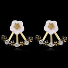 Yellow Gold Platinum Plated Earrings Drop Dangle AAA Zirconia  Stud Clasp L827
