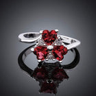 Sterling Silver Plated Heart CleverZirconia Flower Band Ring Size 8 B143