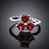 Sterling Silver Plated Heart CleverZirconia Flower Band Ring Size 8 B143