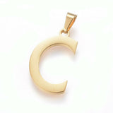 Stainless Steel Pendant 1.2" Earrings Necklace 17.7" Alphabet Letter Gold P813