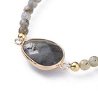 Adjustable Natural Labradorite Braided Bead Bracelets Brass Findings P509