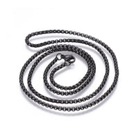 304 Stainless Steel Box Chain Necklaces Black Rose Gold Silver 23.62'' P386