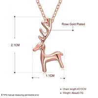 Zinc Alloy Pendant Necklace Christmas Reindeer Platinum Rose Gold 17.7" P29