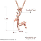 Zinc Alloy Pendant Necklace Christmas Reindeer Platinum Rose Gold 17.7" P29