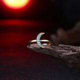 Yellow Gold Platinum Plated Ring Womens Moon Kallaite Stone Blue B506