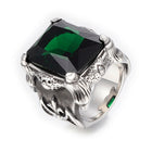 316 Surgical Stainless Steel Ring Cubic Zirconia Rectangle Red 17~22mm Z696