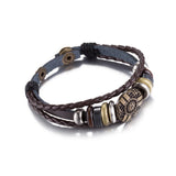 Leather Bracelet  Brown 8.5 Inches 20MM Push button  L442