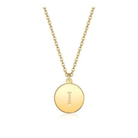 Pendant Necklace Chains Flat Round Initial Alphabet Letter Gold 16.15" P652