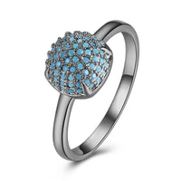 Yellow Gold Black Gunmetal Plated Halo Fashion Ring Kallaite Blue B494