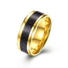 Stainless Steel Gold Plated Mens Band Carbon Fiber Silver Black Blue Ring B557