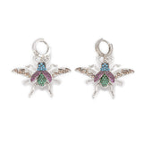 Cubic Zirconia Dangle Earrings Bee Colorful Gold Platinum 34mm pin 1mm  P634