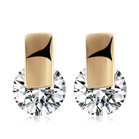 Platinum Plated Earrings Stud AAA Zirconia Blue Push Back Clasp L590