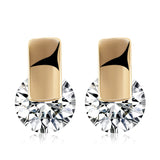 Platinum Plated Earrings Stud AAA Zirconia Blue Push Back Clasp L590