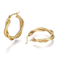 Stainless Steel Hoop Earring Hypoallergenic Ear Nut Twisted Ring Gold  Z286