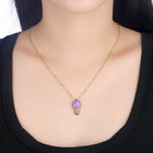 Yellow Gold Plated Necklace Women's Pendant Ice Cream AAA Zirconia Lobster B176