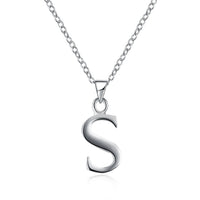 Sterling Silver Plated Necklace Women Pendant Initial Letter Alphabet B375