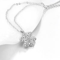 Rose Platinum Plated Necklace Pendant Snow Flake 20 Inches 1MM Lobster B129