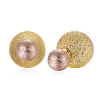 Rose Yellow Gold Platinum Plated Earrings Stud Push Back Clasp L642