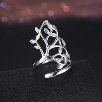 Sterling Silver Plated Ring Women's Tree Of Life Adjustable Size B542