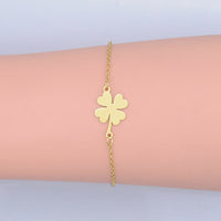 Stainless Steel Link Bracelet Lobster Clasp Clover Silver Gold Adjustable P266