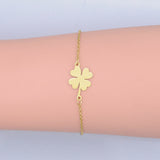 Stainless Steel Link Bracelet Lobster Clasp Clover Silver Gold Adjustable P266