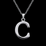 Sterling Silver Plated Necklace Women Pendant Initial Letter Alphabet B375