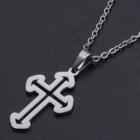 Stainless Steel Pendant Necklace Lobster Clasp Cross Silver 17.71" 1.5mm P99