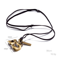 Genuine Leather Necklace Pendant Masquerade Mask Adjustable Slide Clasp B484
