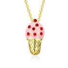 Yellow Gold Plated Necklace Women's Pendant Ice Cream AAA Zirconia Lobster B176