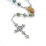 Pendant Necklace Stainless Steel Rosary Beaded Crucifix Cross Silver 27.5" P114