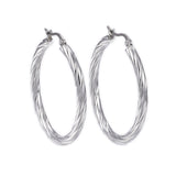 304 Stainless Steel Hoop Earrings Twist Stripe Gold Silver 1.6" 1x0.8mm  P577