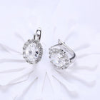 Platinum Plated Earrings  Hoop Huggies AAA Zirconia Latch Back Clasp L583