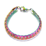 Stainless Steel Cuban Bracelet Lobster Multi-color 7" 6.3mm Z200