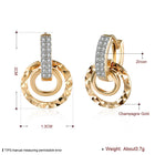 Yellow Gold Platinum Plated Earrings Drop Dangle Zirconia  Latch Back Clasp L578