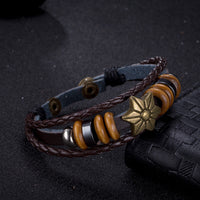 Leather Bracelet  Brown 8.5 Inches 20MM Push button  L442