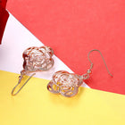 Yellow Rose Gold Plated Earrings Flower Chadelier Fish Hook Clasp L652
