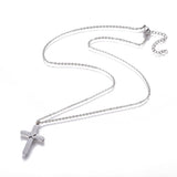 Stainless Steel Pendant Necklace Lobster Cross Gunmetal Silver18" 30x19x2mm Z458