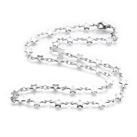 Stainless Steel Chain Necklaces Lobster Star Silver 17.7 inches 45cm Z646