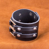 Leather Bracelet  9 Inches 49MM Push button L444