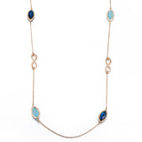 Yellow Gold Plated Necklace Chain  AAA Zirconia Blue Lobster Clasp B390