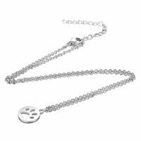 304 Stainless Steel Pendant Necklace Round Dog's Paw Silver Color 16" 1mm A409