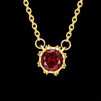 Yellow Gold Plated Necklace Pendant Flower Zirconia 20 Inches 1MM Lobster B179