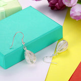 Yellow Gold Platinum Plated Earrings Drop Dangle Fish Hook Clasp L640
