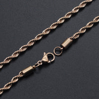 304 Stainless Steel Rope Chain Necklace Lobster Gold 18-26" 3mm  A419