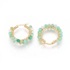 Stainless Steel Hoop Earrings Pearl Ring White Gold Agate Tiger Eye Howlite P326