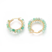Stainless Steel Hoop Earrings Pearl Ring White Gold Agate Tiger Eye Howlite P326