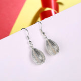 Yellow Gold Platinum Plated Earrings Drop Dangle Fish Hook Clasp L640
